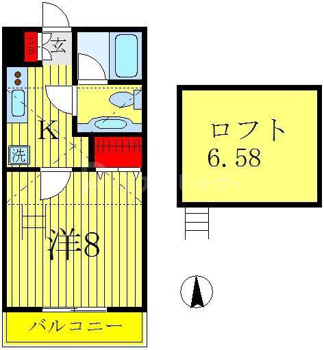 サンヴィアーレ松飛台(1K/1階)の間取り写真