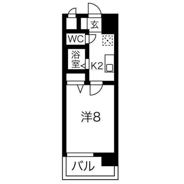 ヒルズ新栄(1K/5階)の間取り写真