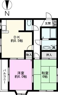 ハイツサンライズ(2DK/1階)の間取り写真