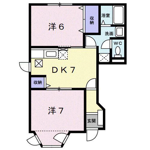 CRESTALLKOYAII(2DK/1階)の間取り写真
