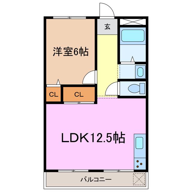 エターナル(1LDK/2階)の間取り写真