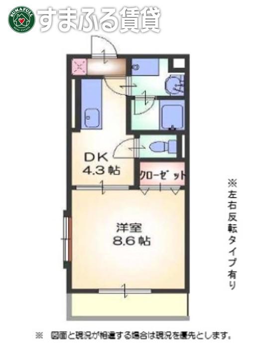 ステュディオ(1DK/1階)の間取り写真