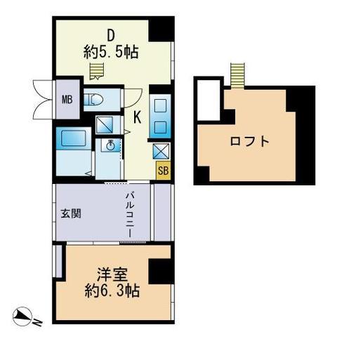 ネクストオーク大名(1DK/3階)の間取り写真