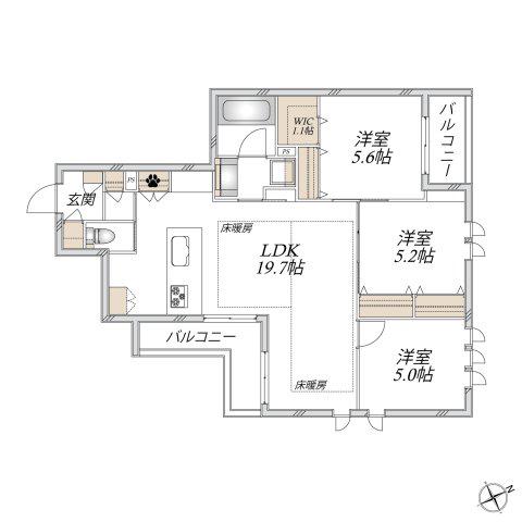 市川南3丁目メゾン(3LDK/2階)の間取り写真