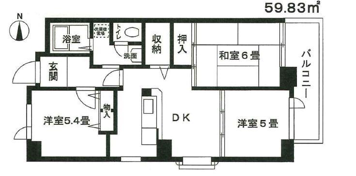 ツインズ木場(3DK/3階)の間取り写真
