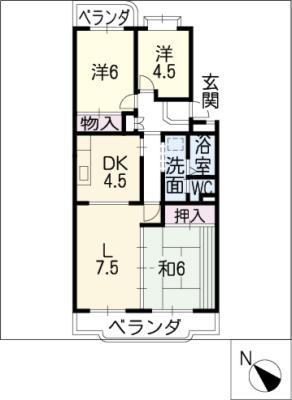 グレースコート安城(3LDK/2階)の間取り写真