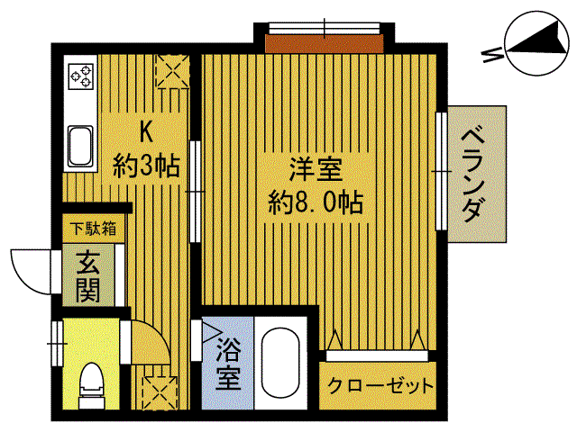 エクレール.7(1K/1階)の間取り写真