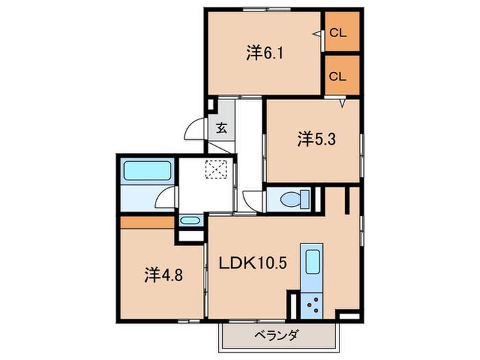 SORGENTE(3LDK/1階)の間取り写真