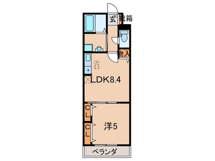 ヒカルサ尼崎神崎町(1LDK/1階)の間取り写真