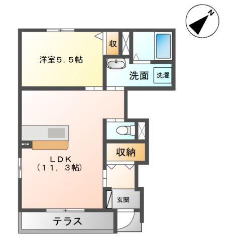 グリーン・ローズ壱番館(1LDK/1階)の間取り写真
