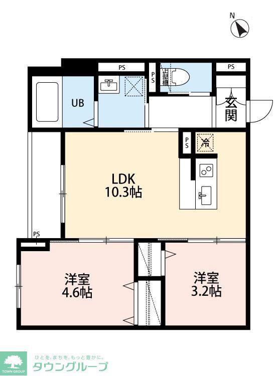 ROBOT HOME 矢部III(2LDK/1階)の間取り写真