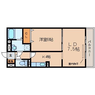 クレセント(1LDK/1階)の間取り写真