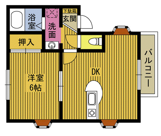 アミューズHIRATA B棟(1LDK/1階)の間取り写真