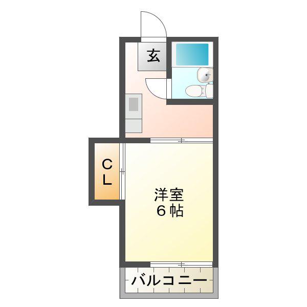 コスモハイツ(1K/2階)の間取り写真