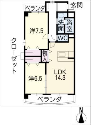 メゾン一刻(2LDK/2階)の間取り写真