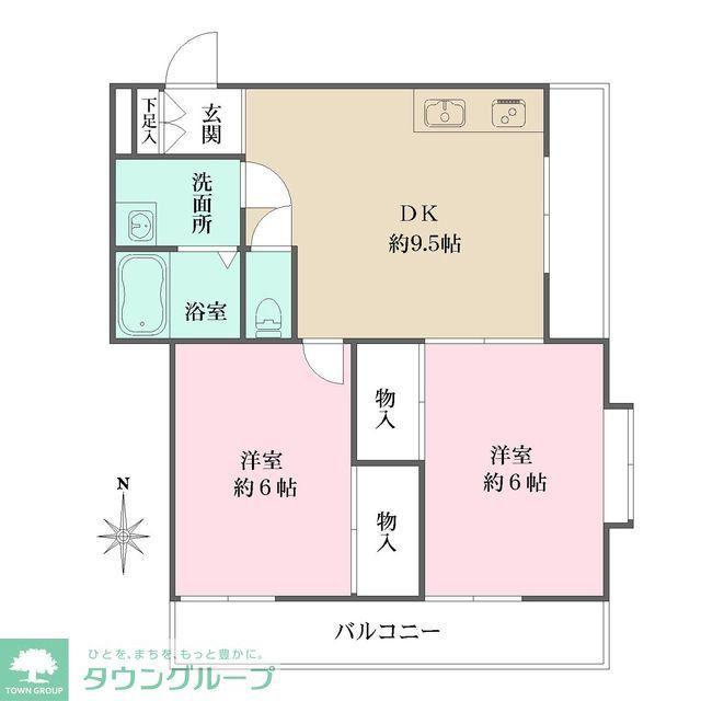 コンフォート石田(2DK/2階)の間取り写真