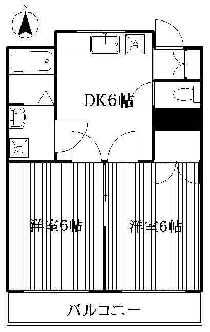 富士ハイム(2DK/1階)の間取り写真