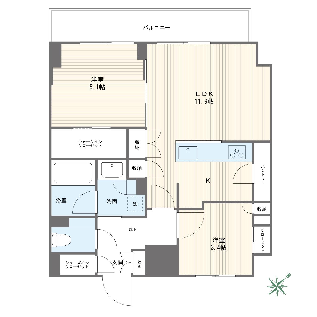 プライムネクサス雑色 ALBA COURT(1DK/7階)の間取り写真
