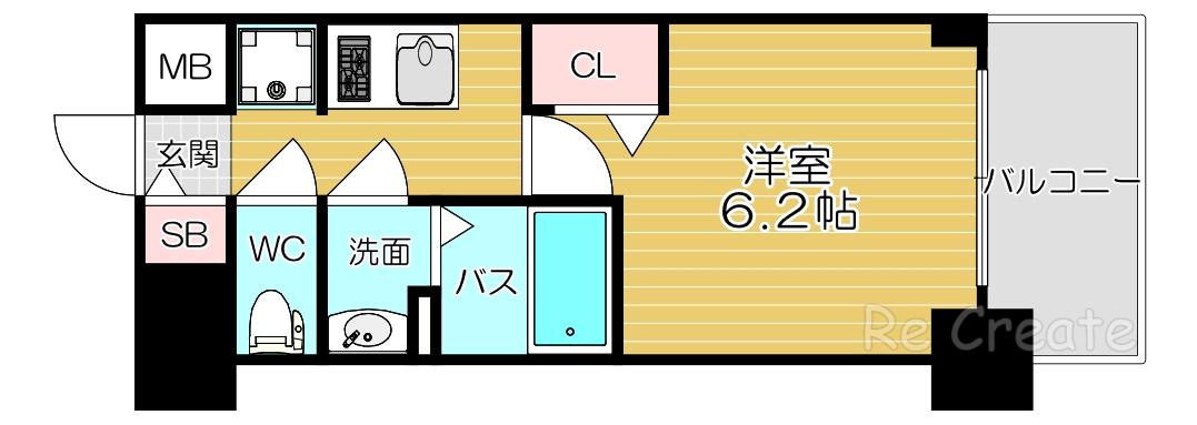 プレサンス堺筋本町ディスティニー(1K/14階)の間取り写真
