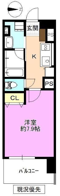 アーバングランデ南県(1K/2階)の間取り写真