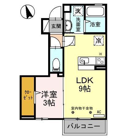 ファミィーユK(1LDK/1階)の間取り写真