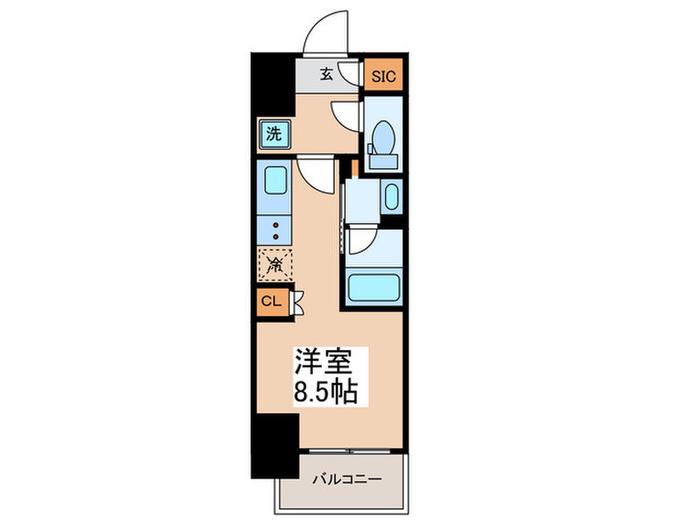 PARK AXIS 西大島コンフォートスクエア(ワンルーム/8階)の間取り写真