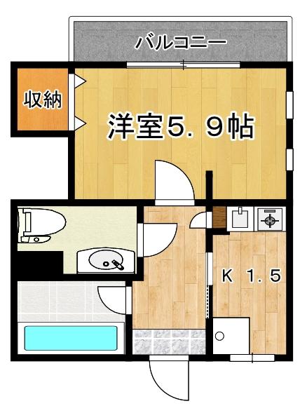 クレスト46(1K/1階)の間取り写真