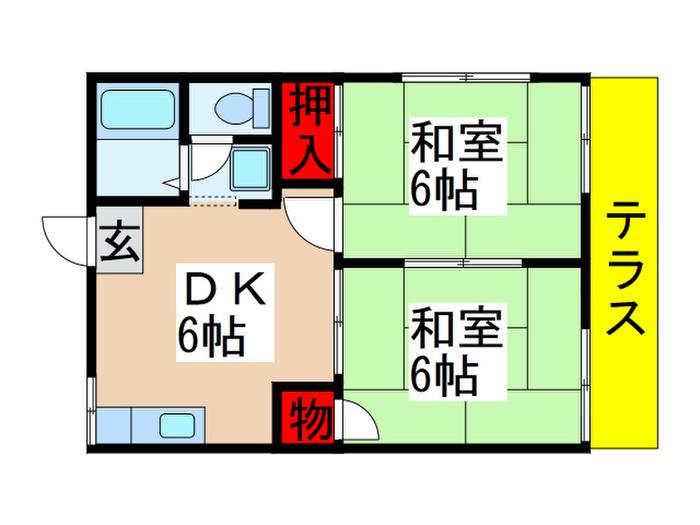 グレースコート(2DK/2階)の間取り写真