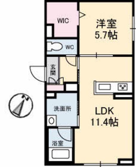 テラ五日市駅(1LDK/1階)の間取り写真