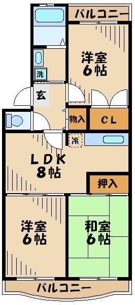 グリーンフラワー坂上(3LDK/2階)の間取り写真