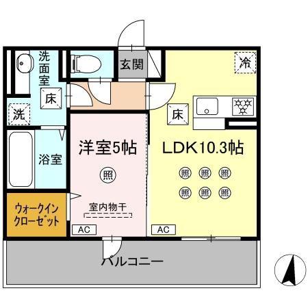 DーROOM琴平一丁目(1LDK/1階)の間取り写真