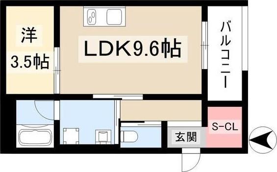 WELLNEST ROOM 名駅南 B棟(1LDK/1階)の間取り写真