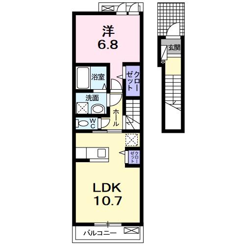 アクア下田(1LDK/2階)の間取り写真