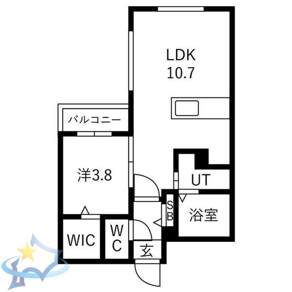 ALIVIS宮の森(1LDK/2階)の間取り写真