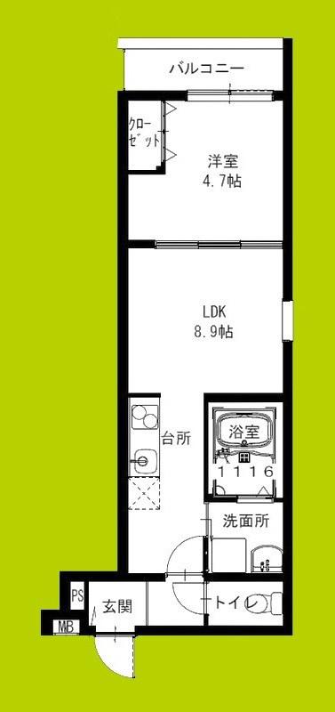 フジパレス鴫野東ウエスト(1LDK/2階)の間取り写真