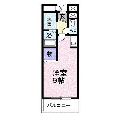 アンソレイエ(ワンルーム/2階)の間取り写真