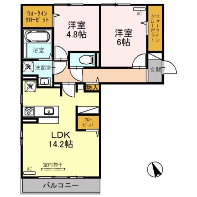 ひまわり(2LDK/2階)の間取り写真
