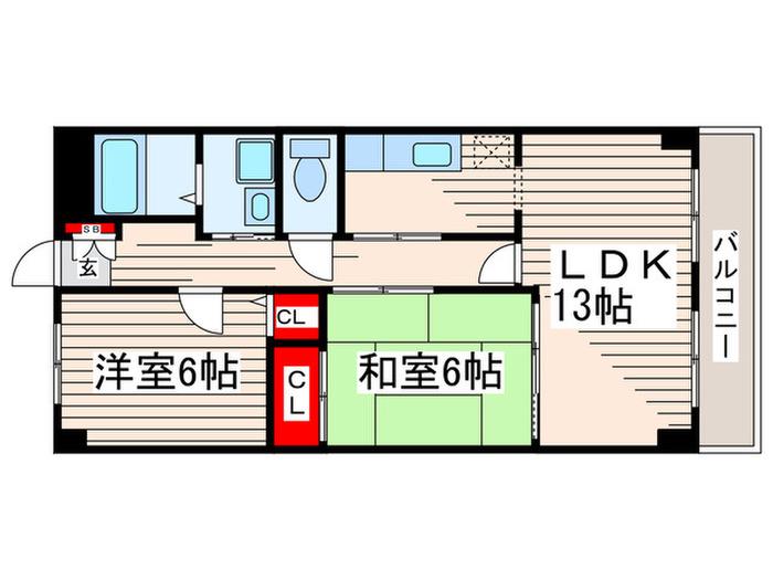 グランフィールド葛西(2LDK/4階)の間取り写真