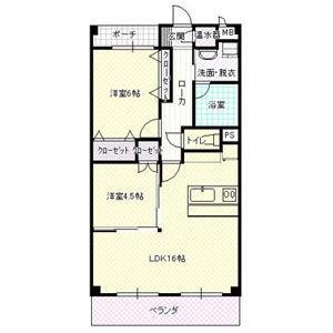 キャッスルII(2LDK/4階)の間取り写真
