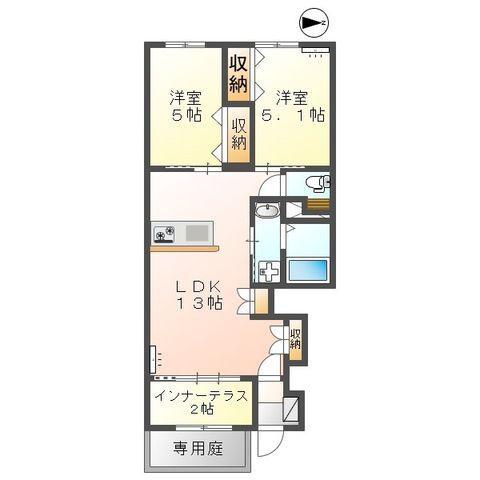 アメニティ O(2LDK/1階)の間取り写真