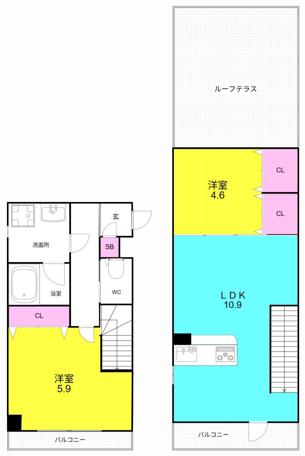 阪急甲陽線 苦楽園口駅 徒歩3分 4階建 築6年(2LDK/3階)の間取り写真