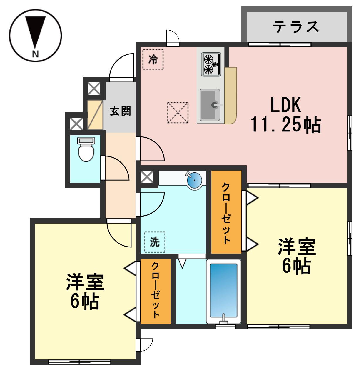 アメージングエステート(2LDK/1階)の間取り写真