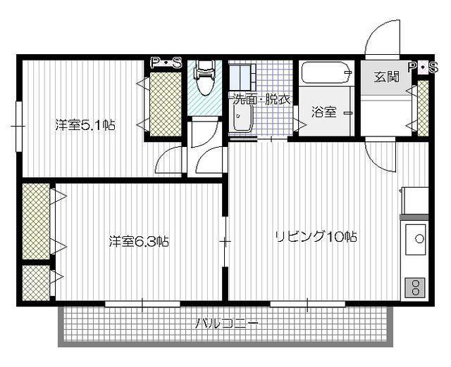 グランドュール(2LDK/1階)の間取り写真