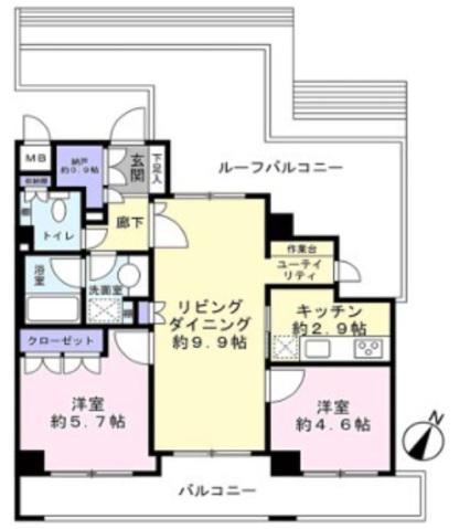 パル保土ヶ谷A棟(2LDK/5階)の間取り写真