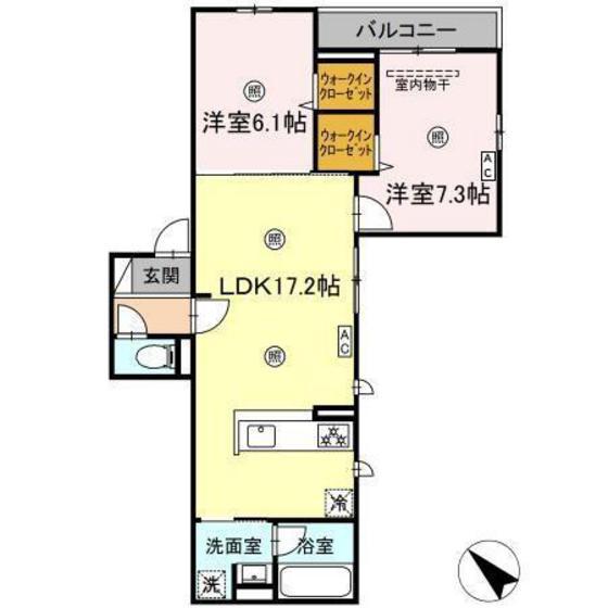 GRANCHIO南蟹屋(2LDK/2階)の間取り写真