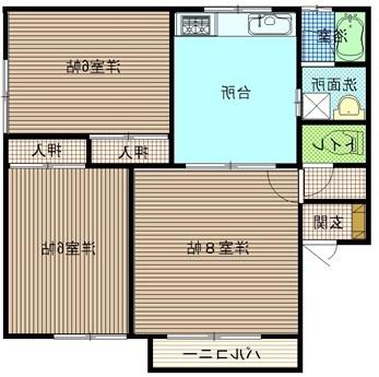 パークヒルズ類家D(3DK/1階)の間取り写真