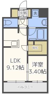 HSK博多ステーション(1LDK/12階)の間取り写真