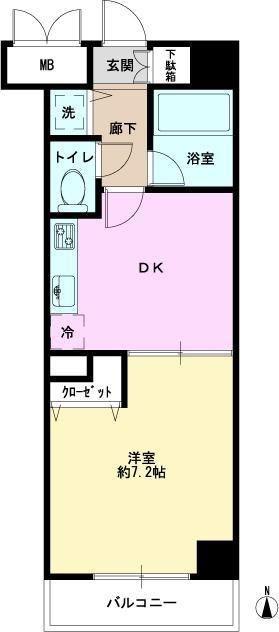 APT豊岡(1DK/6階)の間取り写真