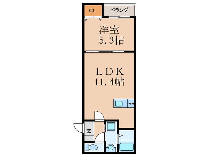BRAVE BASE行橋(1LDK/1階)の間取り写真