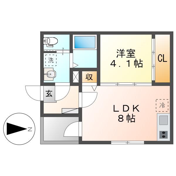 ハーモニーテラス東海通I(1LDK/1階)の間取り写真